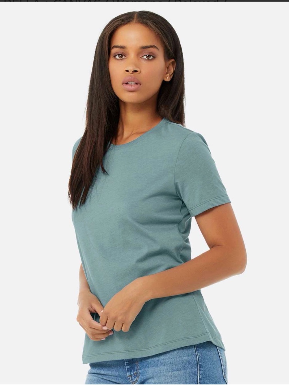BELLA + CANVAS Women’s Relaxed Fit Heather CVC Tee- 6400CVC, Heather Blue Lagoon